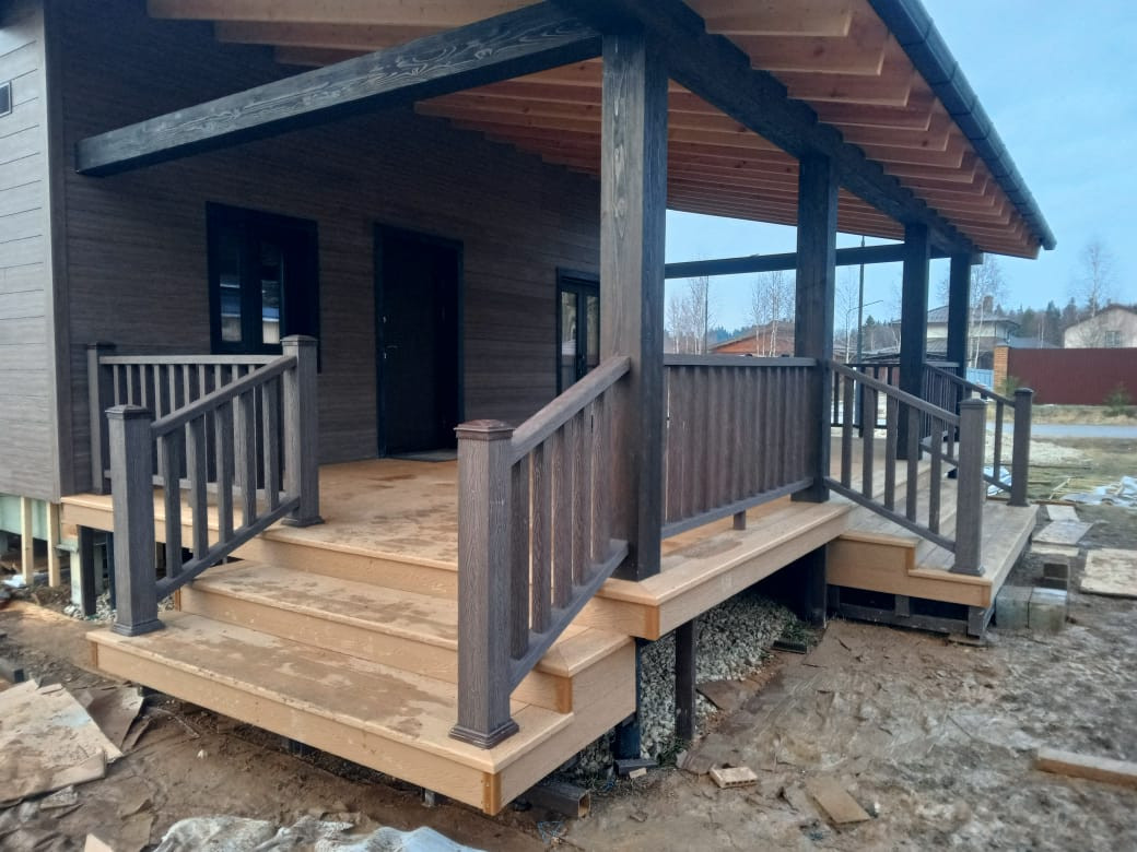 Монтаж террасы с металлокаркасом, КП Фаворит